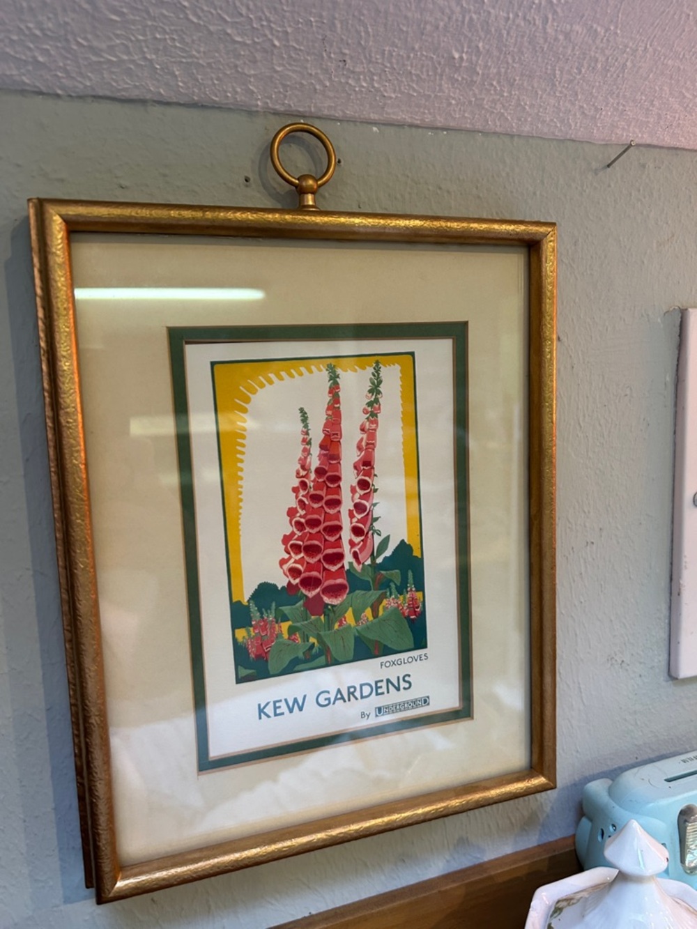 Kew Gardens Foxgloves Botanical Print in Gold Frame